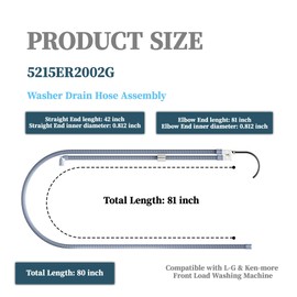 5215ER2002G Washer Drain Hose Assembly Replacement for L-G & Ken-more Front Load Washing Machine, Flexible Drain Pump Hose, Exact Fit Washer Drain Tube