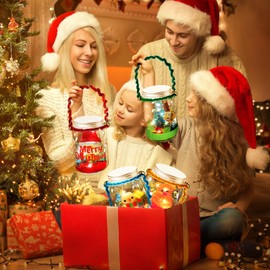 Christmas Crafts Activities For Kids Ages 3-12,4 Pack Glass Mason Jar for School Christmas Art Activities,Christmas Craft Supplies,DIY Lantern Jar for Gifts Christmas Party Favors,Classroom Prizes