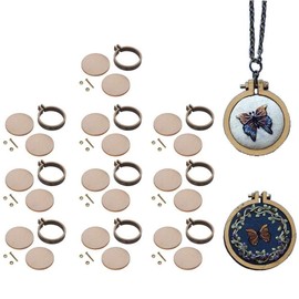 POFET 10 Pieces Mini Wooden Hoops Die Cut for Cross Stitch Round Embroidery Hoop Cross Stitch Arts Craft Tool (3cm×2.5cm, External Size)