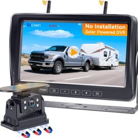 Wireless Backup Camera for RV Install-Free 7-Inch: Magnetic HD 1080P Recording Solar Rear View Camera No-Delay Signal with Touch Button Monitor System Y08