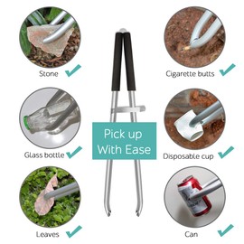 EJG 36" Long Trash & Garbage Picker Grabber, Lightweight Aluminium & Rustproof, Litter Pick Up Stick, Trash Tong, Reaching Assist Tool, Reacher Tool for Elderly, Garden Nabber Plogging (Black)