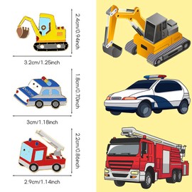 3 Pcs Car Brooch Pins Excavator Police Car Fire Truck Enamel Brooch Lapel Pin Cute Cartoon Badge for Kids Boys Girls T-Shirt Bags Backpack Accessories Gift