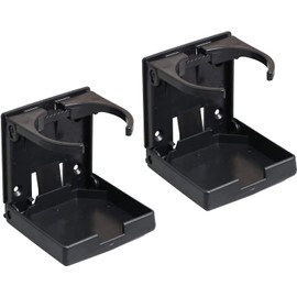 WedFeir 2PCS Adjustable Folding Drink Holder with Screws and Tapes, Folding Automotive Cup Holders for Car Truck Boat Van. (Black)
