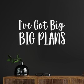 Vinyl Wall Art Decal - I've Got Big Big Plans - 13.5" x 25" - Trendy Motivational Positive Hard Work Quote Sticker for Living Room School Classroom Office Store Coffee Shop Decor (White)