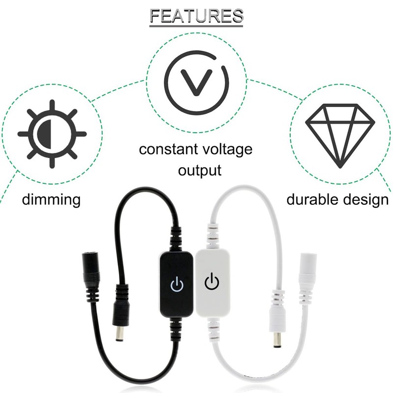 Youmile 2 Pack LED Strip Dimmer Switch, DC 12V-24V, LED