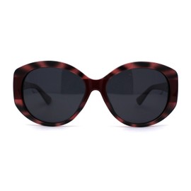 SA106 Polarized Chic Mod Womens Large Oval Designer Sunglasses Pink Tortoise Burgundy
