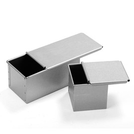 Tiger Crown 2383 Bread Pan, Silver, 3.7 x 7.5 x 3.7 inches (95 x 190 x 95 mm), Square Bread Shape, 1 Loin, Steel, Aluminum Plated, Sliding Lid