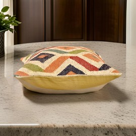 Radharani Arts Indian Handwoven Kilim Pillow Cover 18x18 Square Indian Outdoor Cushions Cover Decorative Throw Pillow Cases Jute Wool Cushion Cover Boho Pillow Shams for Home Decor (Multi Color)