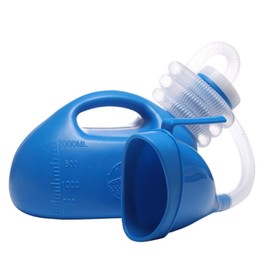 YUMSUM Unisex Female or Male Bed Urinal,YUMSUM Universal Potty Pee Bottle Collector Travel Toilet 2000ML with Lid and 1.3M Drain Hose (L Female Blue)
