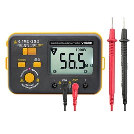 VC60B Insulation Resistance Tester,SKYCENX Megohmmeter Megaohm Meter,with 250V/500V/1000V Test Voltage Testing,Insulation Resistance IR 0.1MΩ~2GΩ and Measure 750V AC Voltage,Testing Wiring Insulation