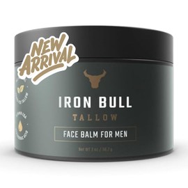 Iron Bull Beef Tallow Face Moisturizer for Men. Anti-Aging With Hyaluronic Acid for Wrinkles. Grass-Fed Beef Tallow Skin Balm & Jojoba Oil for All Skin Types. Natural Formula With a Clean Scent - 2 oz