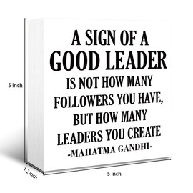 A Sign of A Good Leader Sign, Inspirational Wood Sign, Rustic Box Sign Decor Tabletop, Motivational Decoration for Leader Office, Home Decor, Leader Appreciation Gift, Leadership Gift