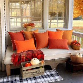 MIULEE Fall Pack of 2 Outdoor Waterproof Pillow Covers Decorative Lumbar Throw Pillows Solid Color Farmhouse Couch Cushion Covers for Patio Tent Bed Sofa Living Room 12x20 Inch Orange