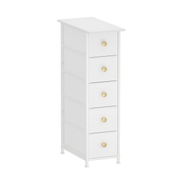 lurcns Narrow Dresser Tall Skinny Storage Tower Vertical Slim Chest of Drawers Small Nightstand Side Table for Bedroom, Bathroom, Small Spaces(White, 5 Drawers)
