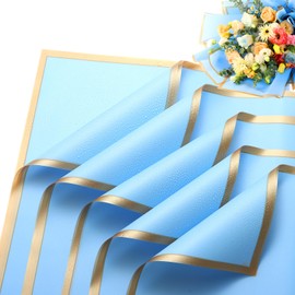 YIDATIKER 20 sheet Flower Wrapping Paper,waterproof floral wrapping paper for bouquets,DIY Florist Supplies Packaging Paper with satin ribbon for Wedding,Birthday,Valentine's Day(Blue