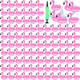 100 Pcs Inflatable Drink Holders Flamingo Drink Floats Mini Drink Floaties Floating Drink Holder Flamingo Inflates Coasters with a Pump Cylinder for Adults Bath Swimming Pool Party (Pink)