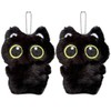 AUEFUDQ Pack of 2 Stuffed Cat Plush Keyrings, Black Cat