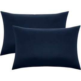 AYO 枕カバー2枚セット ピーチスキン加工 まくらカバー 封筒式 全サイズピローケース ホテル品質 吸湿速乾 オールシーズン 抗菌防臭 着脱簡単 洗える (43ｘ63cm ネイビー)