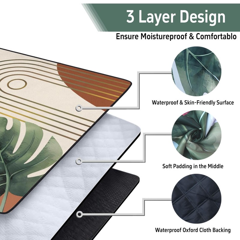 QXWREL Extra Large Picnic Outdoor Blanket 60''x80'' Boho Plant Waterproof