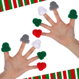 eBoot 48 Pcs Mini Knit Hats for Crafts Mini Wool Yarn Doll Hats for Winter Decor Crafts Art DIY Hair Accessories Bottle Caps Christmas Tree Hanging Ornaments(White, Gray, Red, Green)