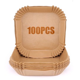 6.3 Inch Air Fryer Disposable Paper Liner, 100 Pcs, Square Air Fryer Liners That Doesn't Affect Food Taste, High Heat Resistant