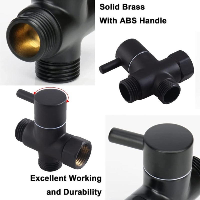 Shower Diverter Valve, G1/2 Inch Brass Shower Arm Shut-Off Valve