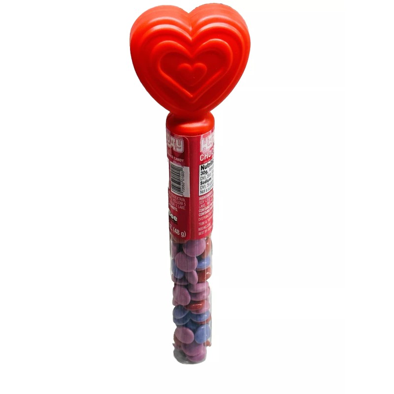 M & M Valentines Day Heart Candy Tube-Chocolate Lentils Flavored
