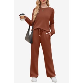 WIHOLL Fall Outfits for Women 2025 Matching Sets Clothing Holiday Two Piece Vacation Outfits Business Casual Cozy Athletic Athleisure Winter Conjuntos De 2 Piezas Para Mujer Caramel S