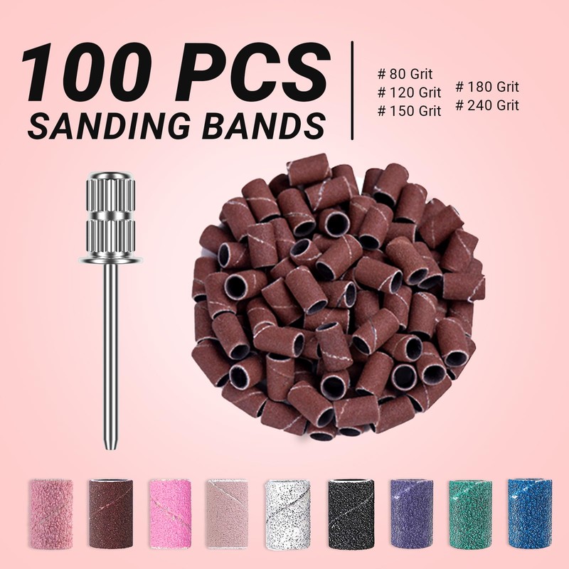 MelodySusie 100 Pcs Professional Sanding Bands Nail Manicure 180 Grit