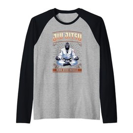 Jiu Jitsu Mind Over Muscle - Big Grappling BJJ Gorilla Raglan, black