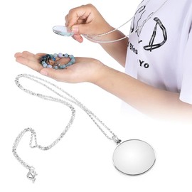 COYUN 1 x Monocle Magnifying Glass, Necklace Magnifier, 5 x Metal Magnifying Glass, Hanging Magnifier with Chain Pendant Lens Silver Magnifying Glass Mini Necklace Magnifying Glass Lens for Reading