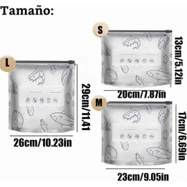 Bolsas Reutilizables de Aluminio con Cremallera,Base Ancha y Etiqueta – Ideales para Verduras,Frutas,Carne – Nevera,Congelador o Viaje. (10 Pcs, Small)