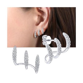 Kristall Krallen Ohrringe Krallen Manschetten Ohrringe C Form Ohrringe Vintage Krallen Ohrringe Minimale Ohrenumwälzungen Ohrringe Piercing Krallen Ohrringe Geschenke für Frauen und Mädchen (Silber)