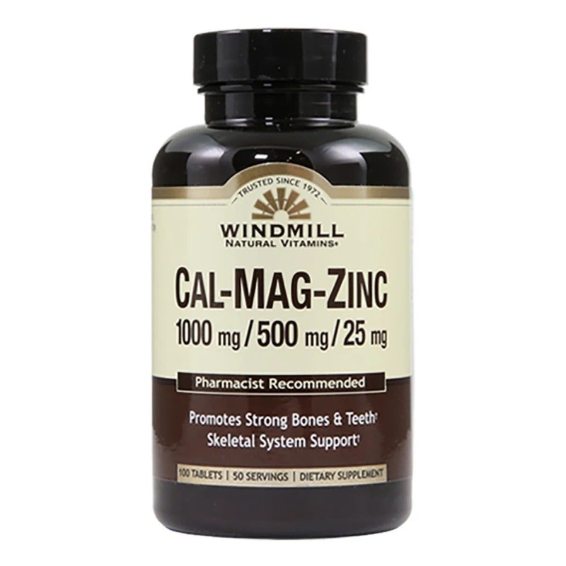 Cal Mag Zinc Windmill 100tabs Calcio Magnesio Sabor