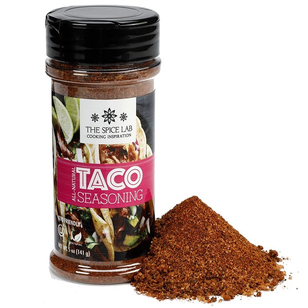 The Spice Lab All Natural Taco Seasoning - NO FILLERS - No DAIRY - CLEAN LABEL - No Corn Meal - Mexican Seasoning - 5 oz Shaker Jar