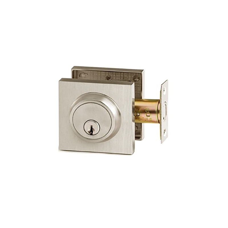 Tough Guard Double Cylinder Deadbolt, Square, Satin Nickel
