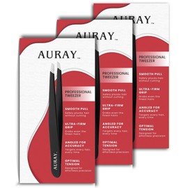 Eyebrow Tweezers Stainless Steel Facial Hair Removal Tweezers for Men & Women in Black with Slanted Tip for Easy Plucking by AURAY (3)