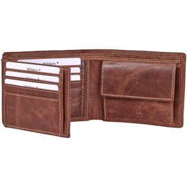 Wildery® Men's Leather Wallet, Brown with RFID Protection, Men's Wallet, Many Card Slots, Genuine Leather Wallet, Men's Gifts, #Adler WI121C, dark brown