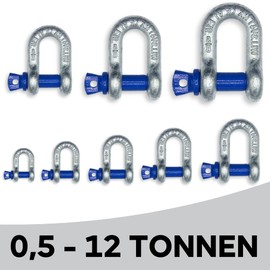 Shackle straight 0.5 t - 12 t | Shackle set galvanised steel | 2, 4, 10 pieces | version shackle 0.5t 4 pieces