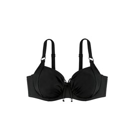 Dorina Top Bikini Non Imbottito Fiji – con Ferretto, Sostegno Sottoseno, Spalline Regolabili, Arricciatura Frontale, Dettaglio Anello Argentato & Perline, Chiusura a Clip Posteriore, Nero