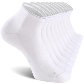CS CELERSPORT 5 Pairs Ankle Compression Socks for Men and Women Running Athletic Socks, White (5 Pairs), Large/X-Large