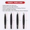 Premium 4-in-1 Tweezer Set, Stainless Steel, Modern, Black