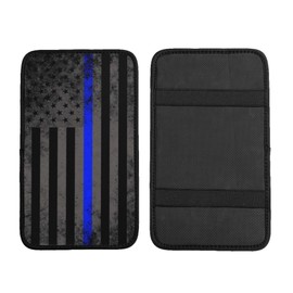 THOEWONG Unique American Flag Center Console Pad, Auto Armrest Seat Box Cover for Men Women, Universal Cushion Protector Pad, Patriotic Car Interior Protection Accessories for Most Vehicle