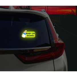 Jfbrix Reflective 2 Pcs Baby on Board Stickers, High Intensity Vinyl Reflector Safety Warning Signs