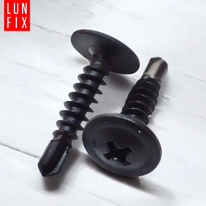 100er Packung schwarze Bohrschrauben 4,2x19 mm aus Stahl fosfatiert mit