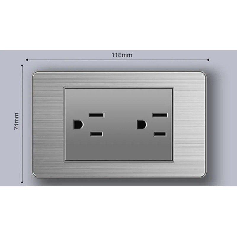 Placa Armada Inox Con Contacto Dúplex Acero Inoxidable 2 Pzs