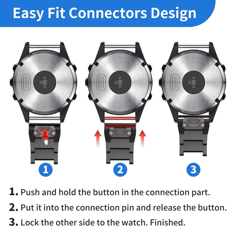 Pencoda for Garmin Fenix 7X/6X/5X Plus Band, 26mm Titanium Metal