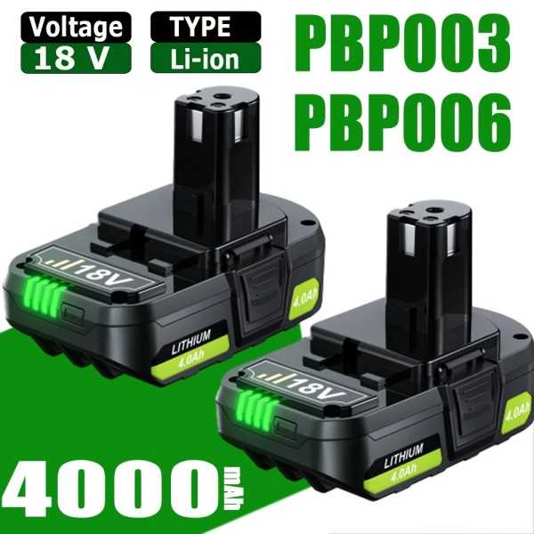 Unbranded 2PACK For RYOBI Battery 18V 4.0Ah Lithium P189 PBP003