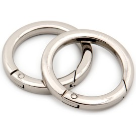 Round Carabiner Key Ring Set of 4 Lightweight Storage Easy to Fix and Remove One-Touch Stylish (Inner Diameter 1.0 inches (25 mm), Silver)