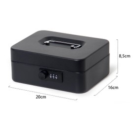 GREELUE Cash Box with Coin Counting Board, 20 x 16 x 8.5 cm, Lockable, Cash Box Large, Money Box, Money Organiser (Combination Lock 20 cm)
